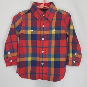 Janie And Jack Boys Winter Red Tartan Flannel Shirt